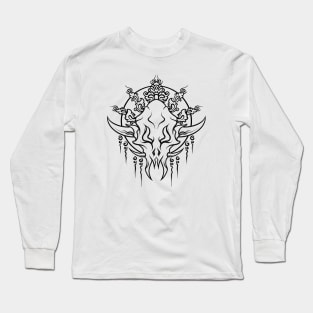 Skull Head with Balinese Carving Style Long Sleeve T-Shirt